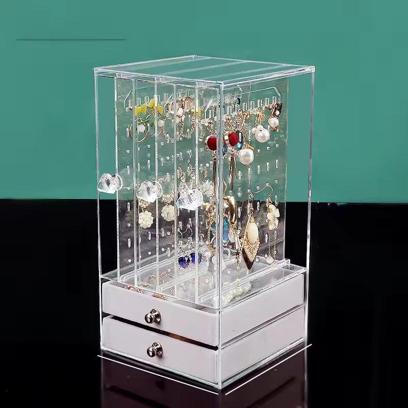 Transparent Jewellery Box With Hanging Storage And Drawers