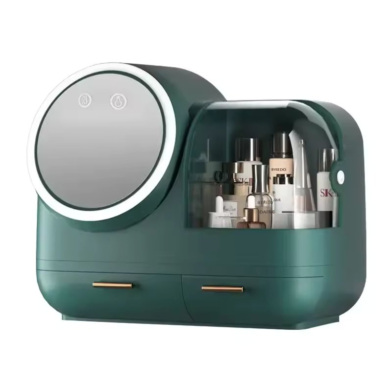 Cosmetic Organizer With Internal Fan And LED Mirror