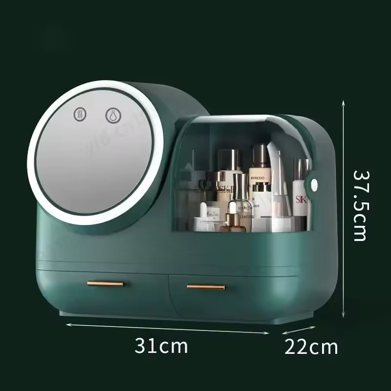 Cosmetic Organizer With Internal Fan And LED Mirror