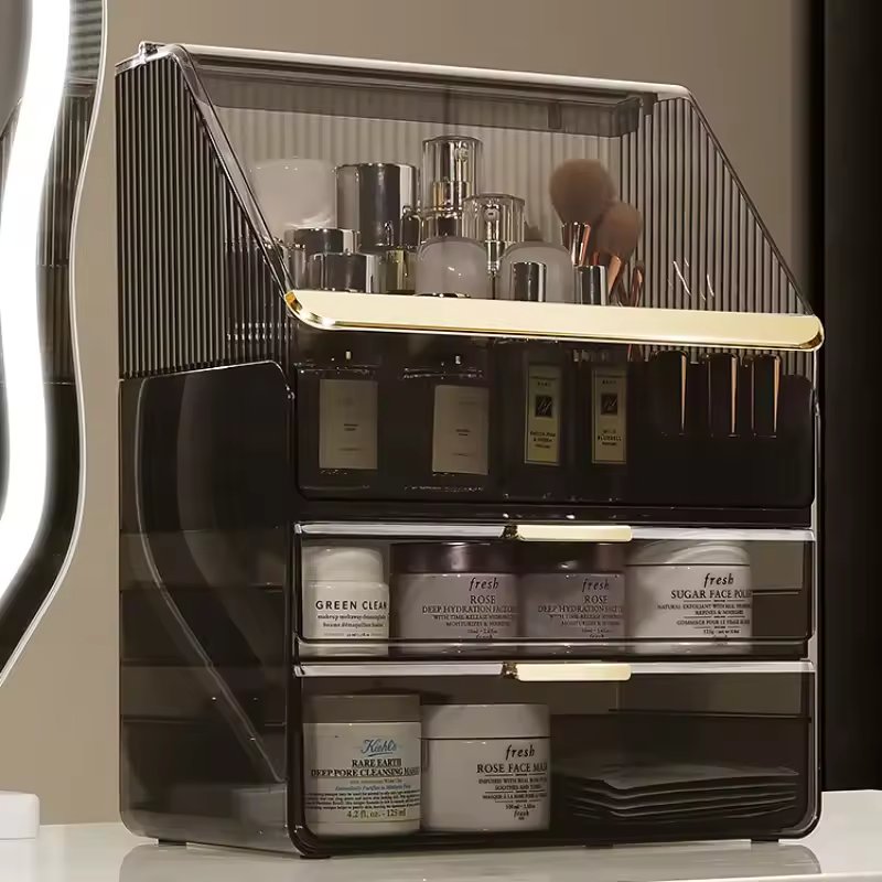 Transparent Dustproof Makeup Organizer Storage Rack