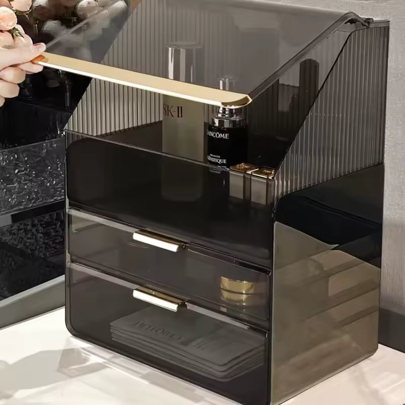 Transparent Dustproof Makeup Organizer Storage Rack