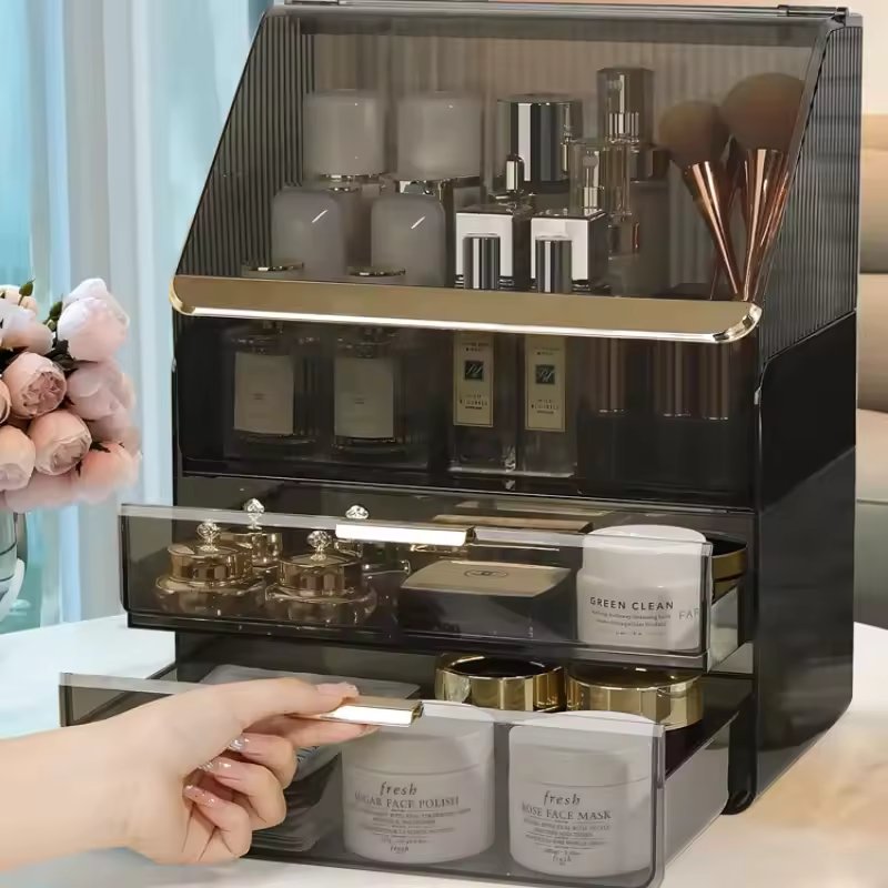 Transparent Dustproof Makeup Organizer Storage Rack
