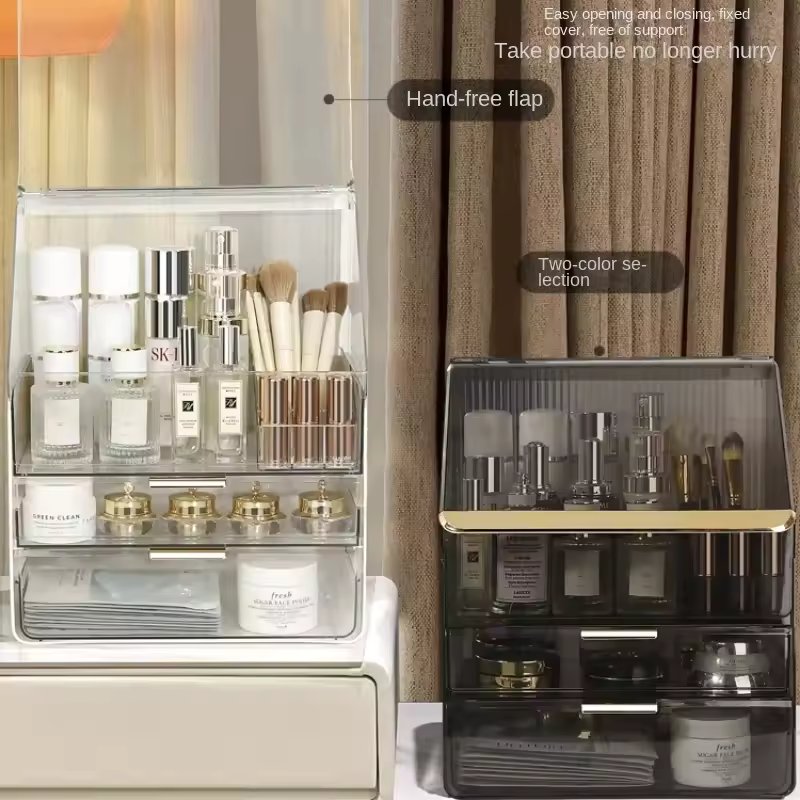 Transparent Dustproof Makeup Organizer Storage Rack