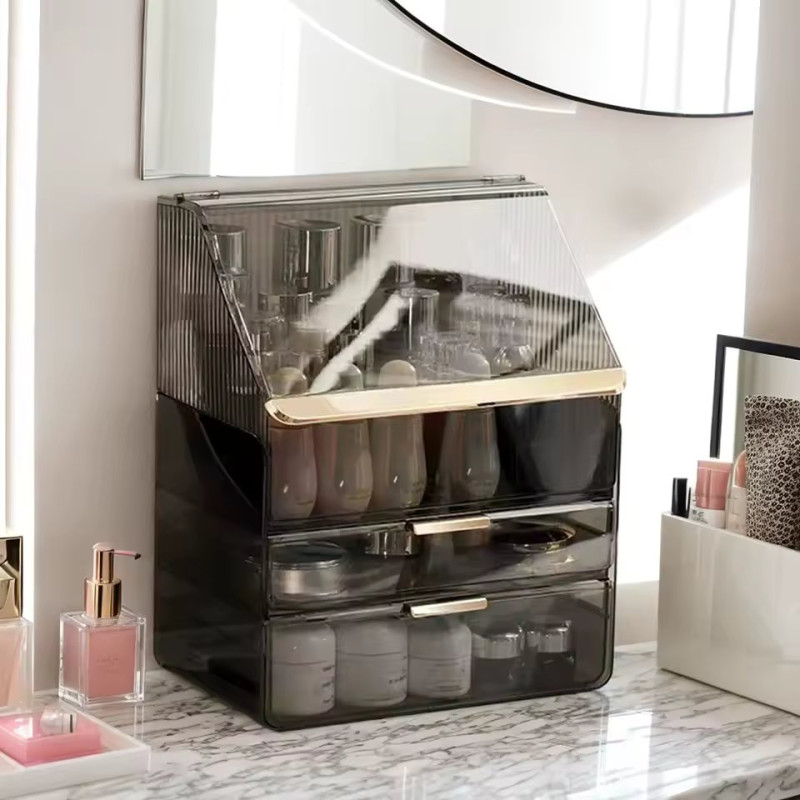 Transparent Dustproof Makeup Organizer Storage Rack