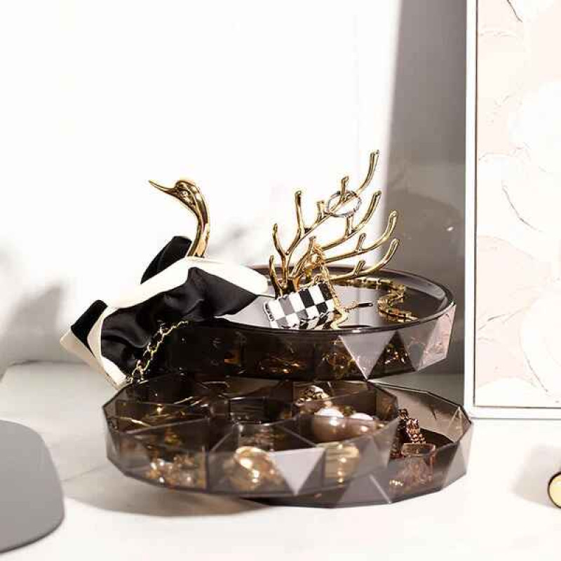 Elegant 3-Tier Swan Jewelry Box