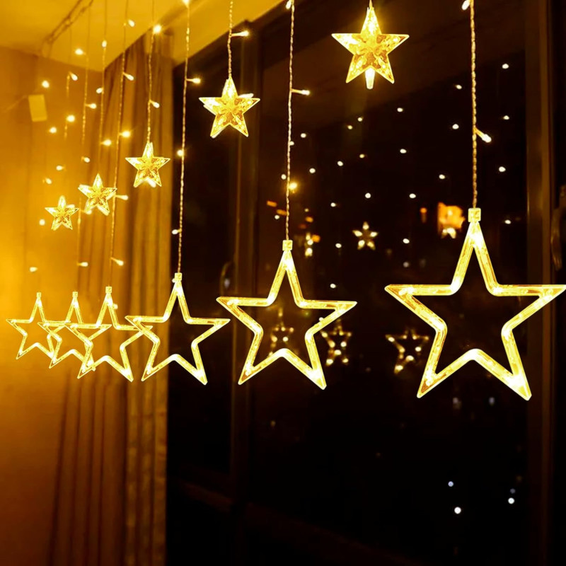 Star-shaped LED Curtain String Lights