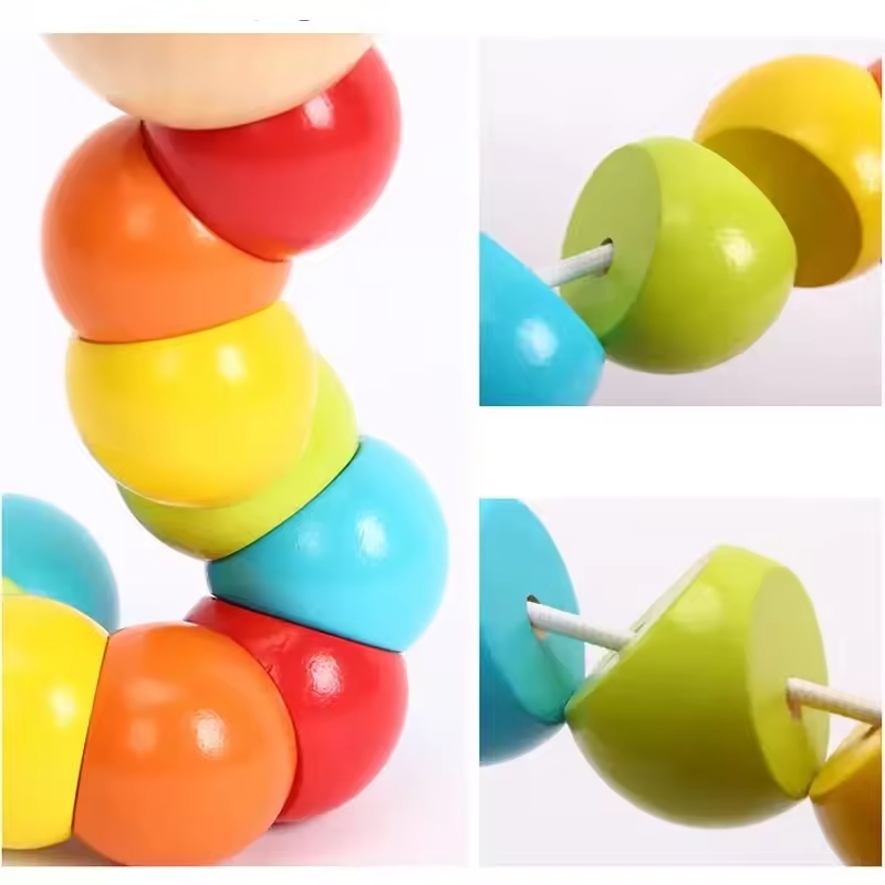 Adorable Wooden Hungry Caterpillar Puppet Toy for Baby – Bright, Educational Fun