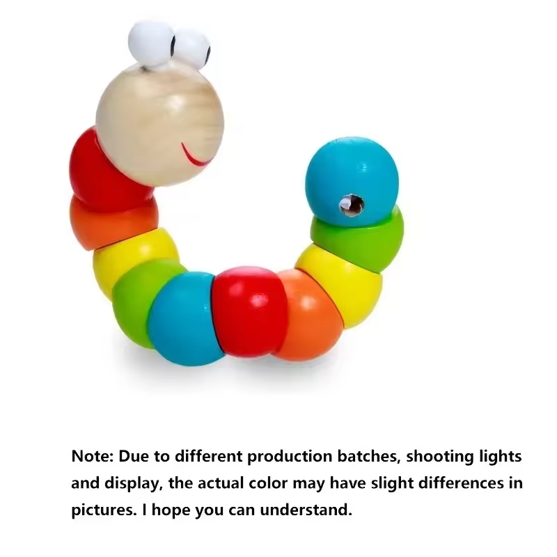 Adorable Wooden Hungry Caterpillar Puppet Toy for Baby – Bright, Educational Fun