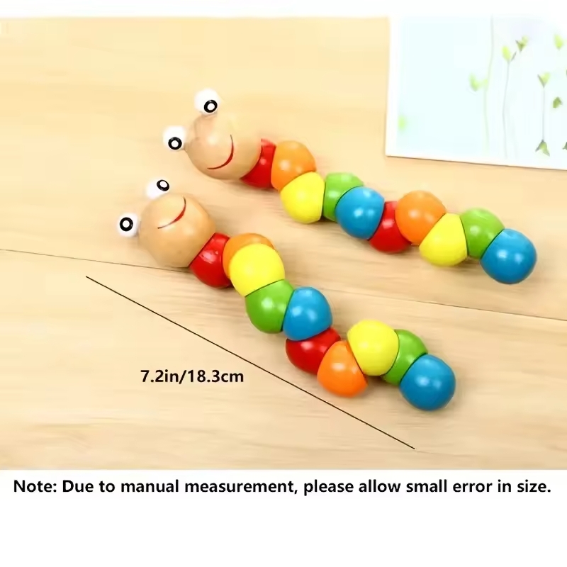 Adorable Wooden Hungry Caterpillar Puppet Toy for Baby – Bright, Educational Fun