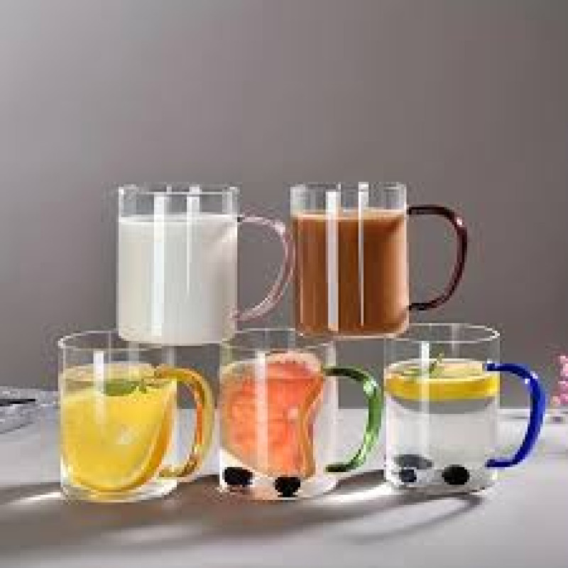 Heat Resistant Borosilicate Glass Mug Set - 6 Pieces