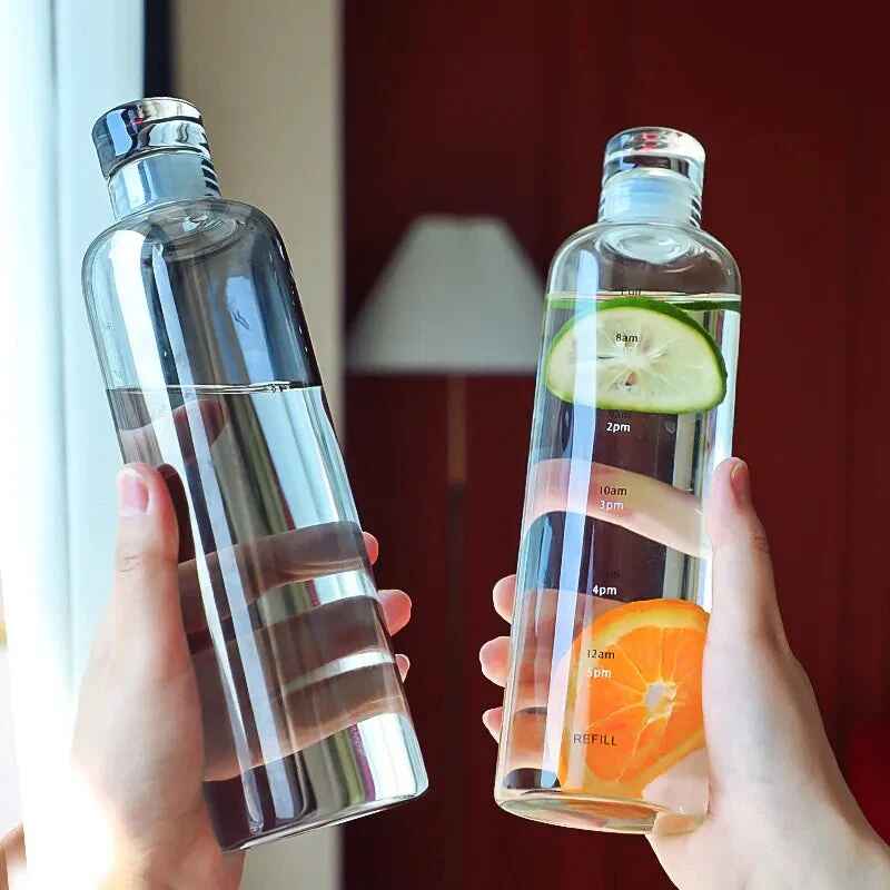 Motivational Time Marker Glass Water Bottle - Hydration Made Easy