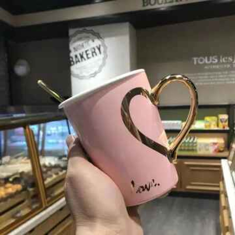 Romantic Ceramic Couple Mug Set - Love Sign Design