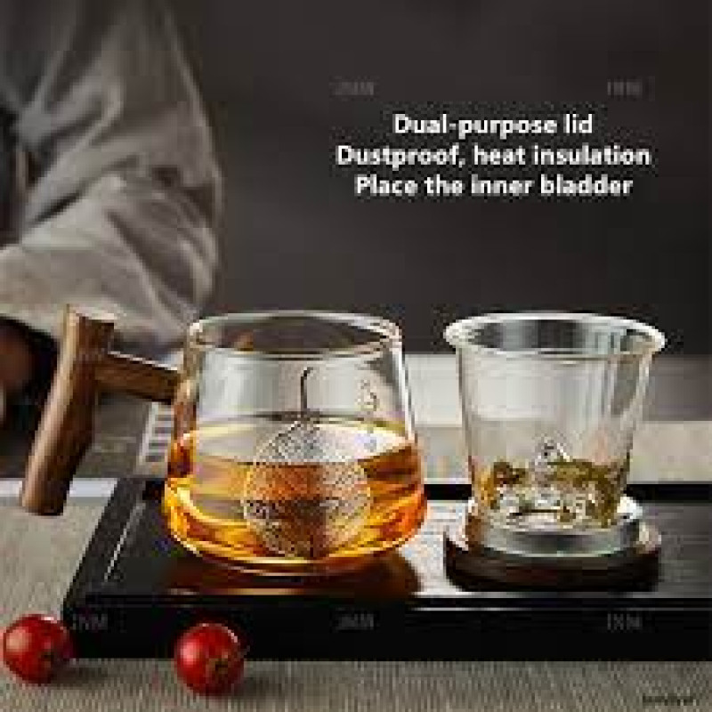 Elegant Heat-Resistant Kawa Teacup with Infuser – 450ML Luxury Glass Tea Cup for Office Use
