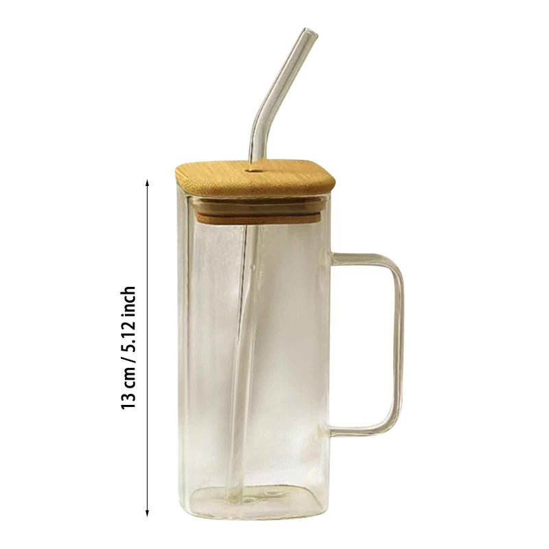 Colored Handle Lids Glass Coffees & Straw Tumblers