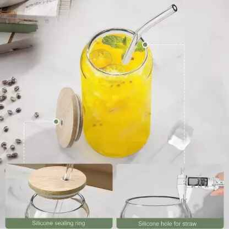 Chilled Coffee Juice Beverage Tumbler with Straw & Bamboo Lid - 500 ml