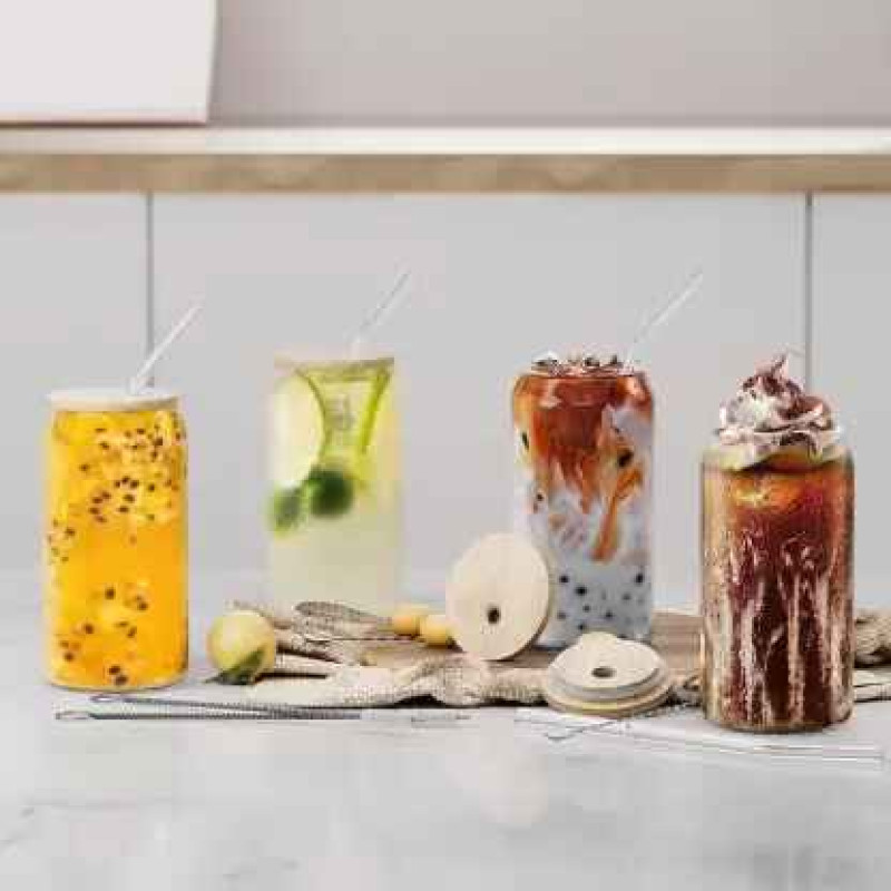 Chilled Coffee Juice Beverage Tumbler with Straw & Bamboo Lid - 500 ml
