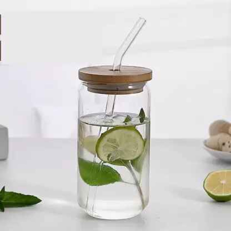 Chilled Coffee Juice Beverage Tumbler with Straw & Bamboo Lid - 500 ml