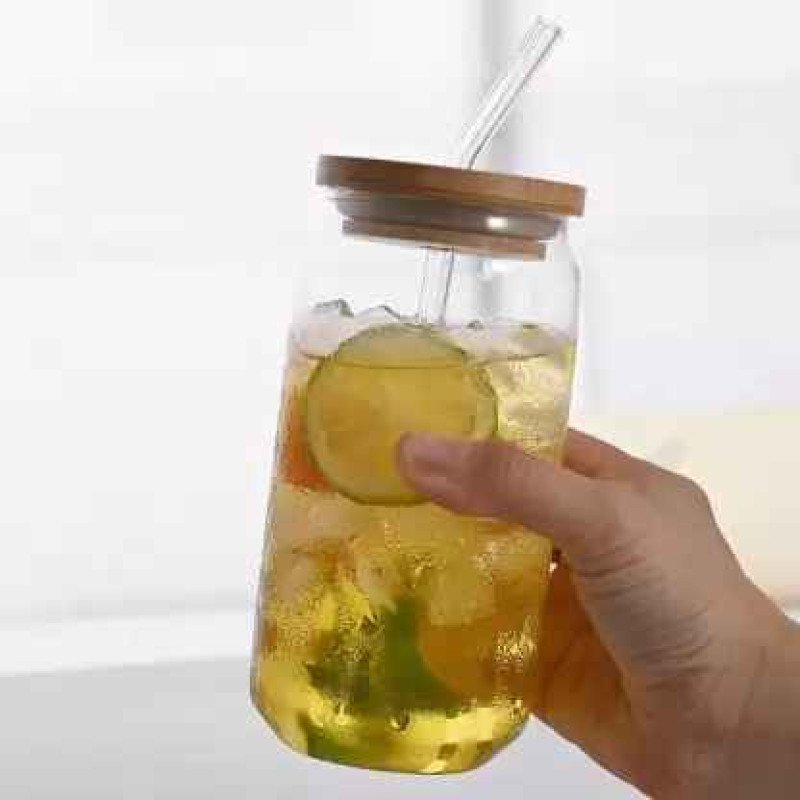 Chilled Coffee Juice Beverage Tumbler with Straw & Bamboo Lid - 500 ml