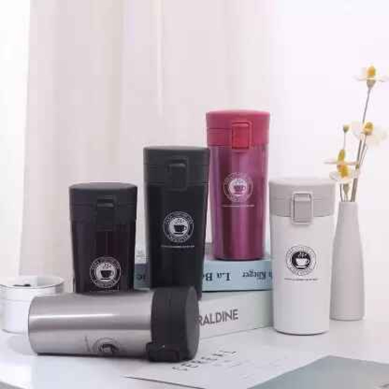 Stainless Steel Double Wall Vacuum Insulated Travel Mug with Flip Lid - 360 ml