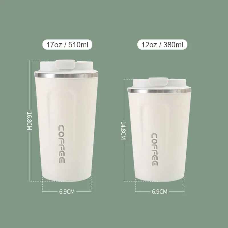 Leak-Proof Stainless Steel Coffee Mug - Vacuum Flask for Travel & Office