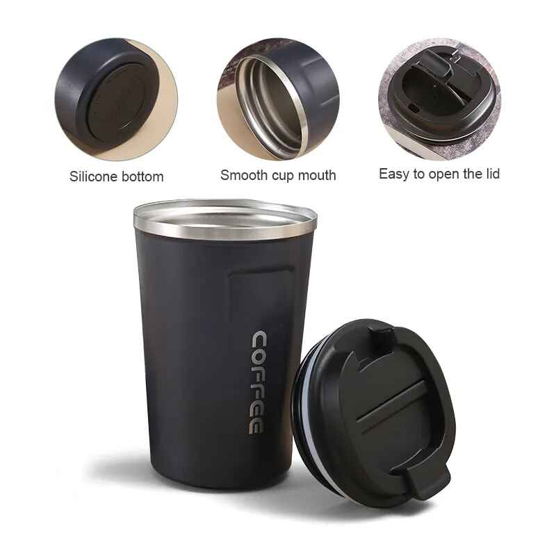 Leak-Proof Stainless Steel Coffee Mug - Vacuum Flask for Travel & Office