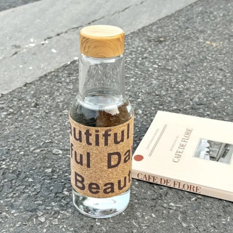 Eco-Friendly Wood-Inspired Glass Water Bottle