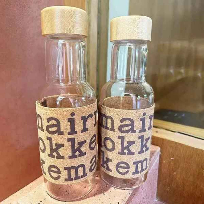 Eco-Friendly Wood-Inspired Glass Water Bottle