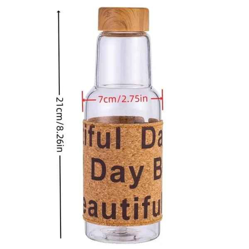 Eco-Friendly Wood-Inspired Glass Water Bottle