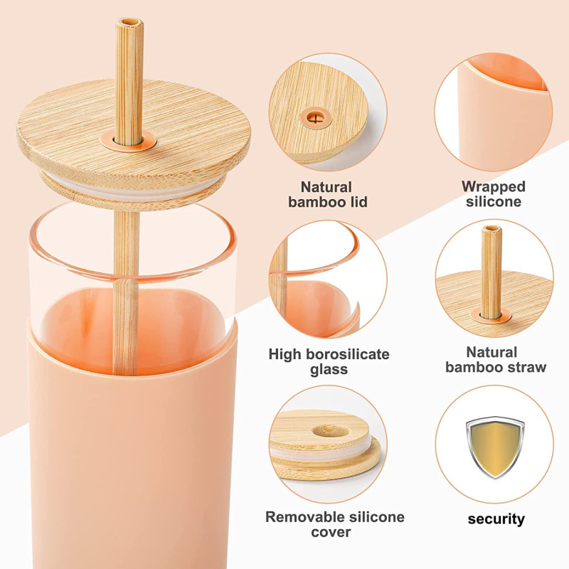 Stylish Aesthetic Glass Sipper with Silicone Cover for Premium Hydration