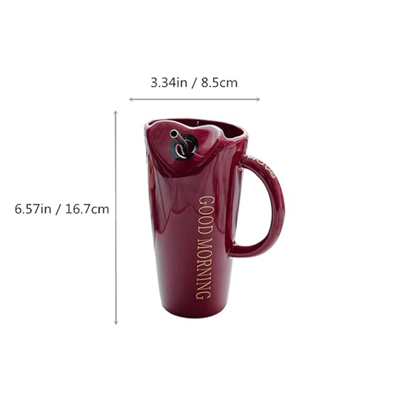Crimson Ceramics 15 Oz Glossy Finish Mug with Straw Hole | Stainless Steel Straw Carafe