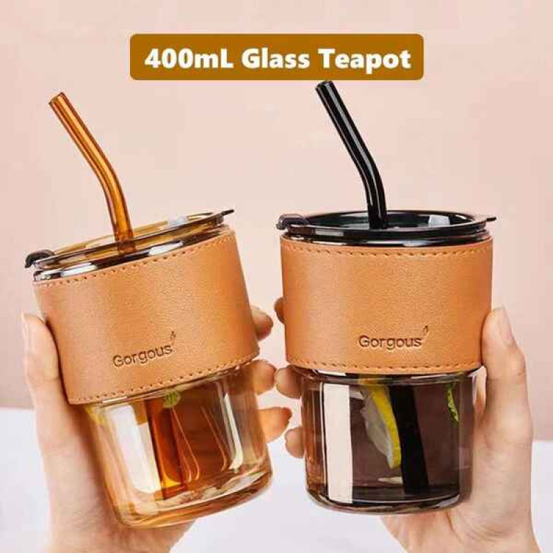 Innovative 400ml Straw Glass Mug Perfect for Any Beverage