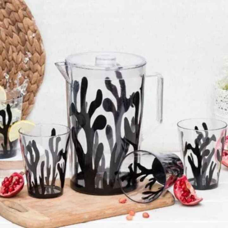 7-Piece Acrylic Water Set Stylish Jug and 6 Glasses
