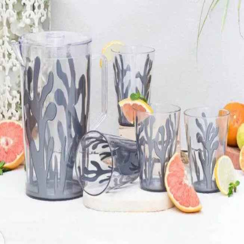 7-Piece Acrylic Water Set Stylish Jug and 6 Glasses
