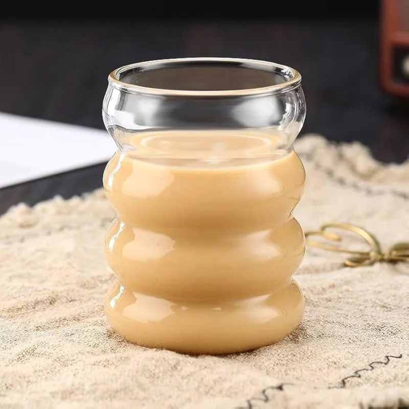 Versatile 350ml Spiral Glass Cup - Ideal for Water, Coffee, Tea & More