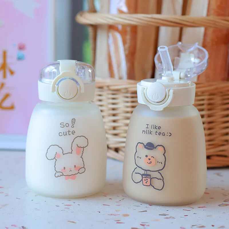 Fun Animal-Themed Kids Cartoon Water Bottle with Straw – Perfect for School!