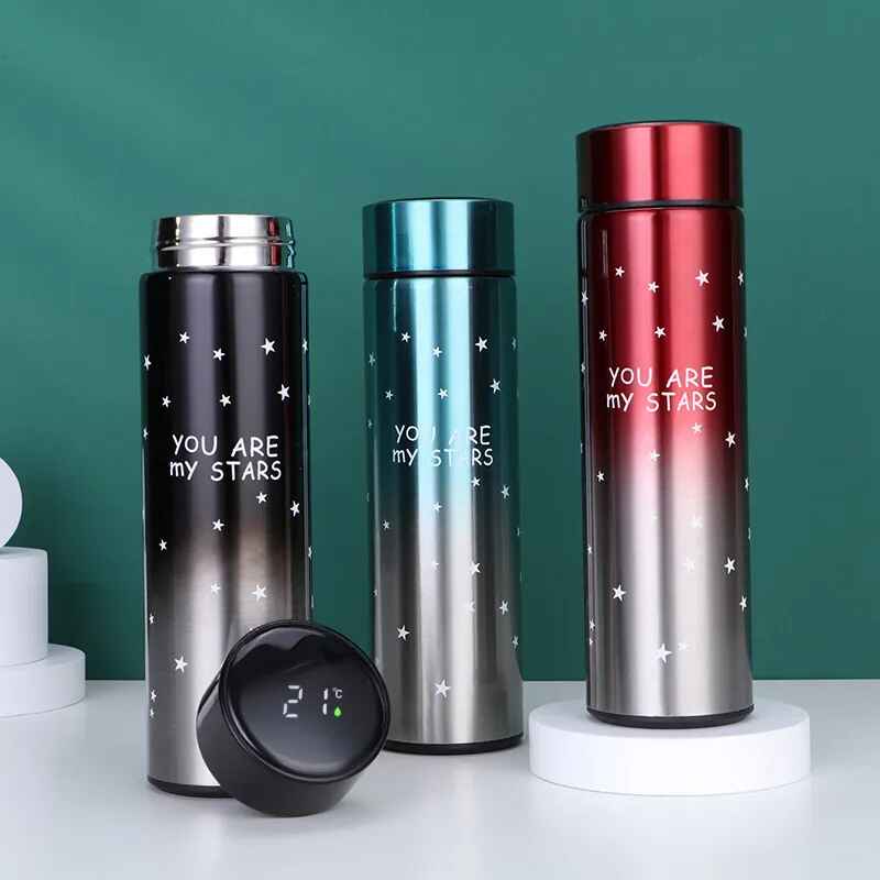 STAR Printed Smart Vacuum Insulated Thermos Water Bottle with LED Temperature Display | 304 Stainless Steel for Hot & Cold Beverages