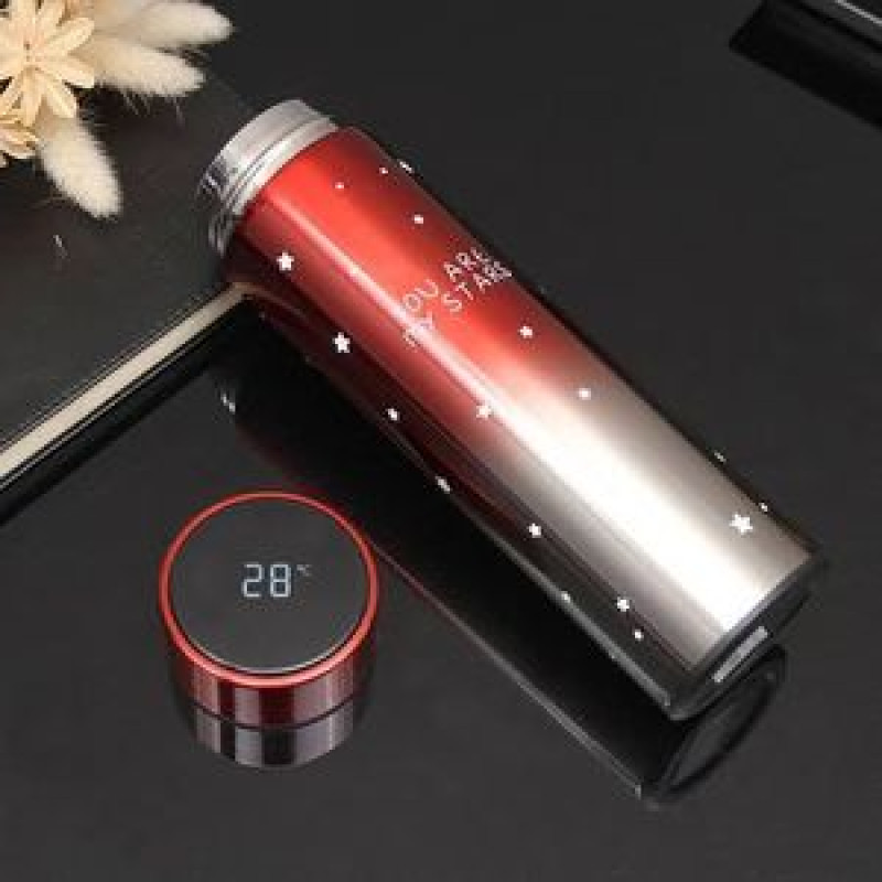STAR Printed Smart Vacuum Insulated Thermos Water Bottle with LED Temperature Display | 304 Stainless Steel for Hot & Cold Beverages