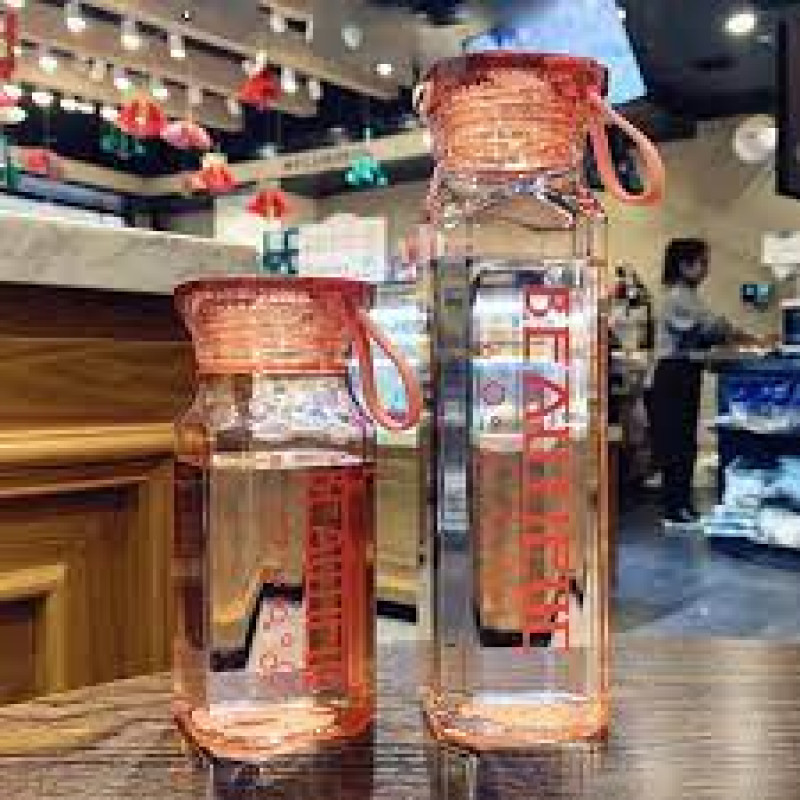 Portable Leak-Proof Glass Water Bottle with Strap Pouch Perfect for Outdoor Adventures
