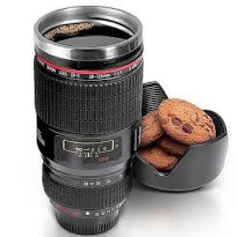 Camera Lens Inspired Stainless Steel Coffee Mug - Perfect for Photography Lovers