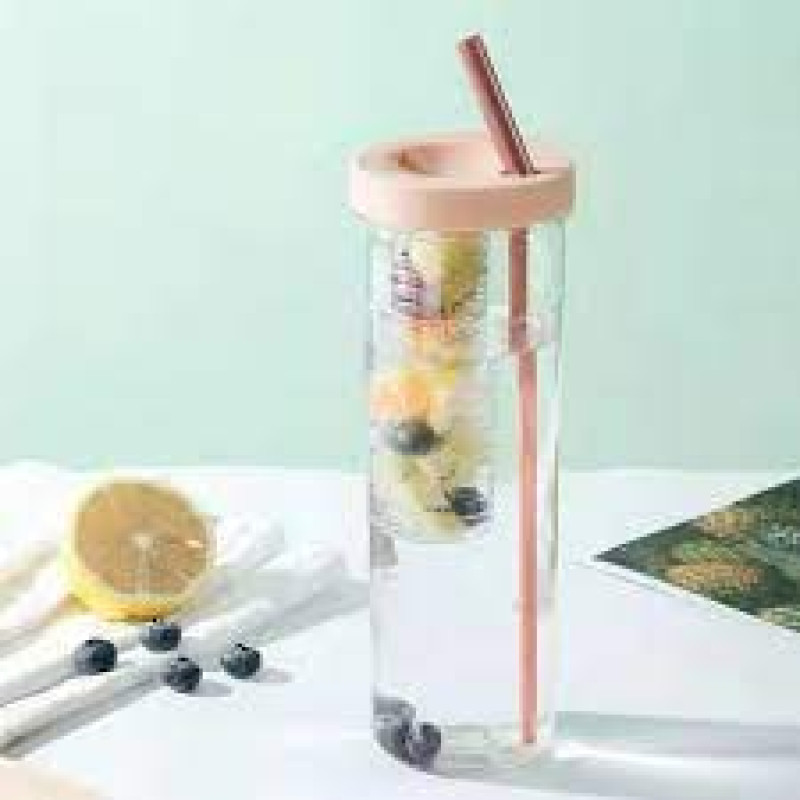 Fruit Infuser Water Bottle | Sports Drinking Bottle with Built-in Straw