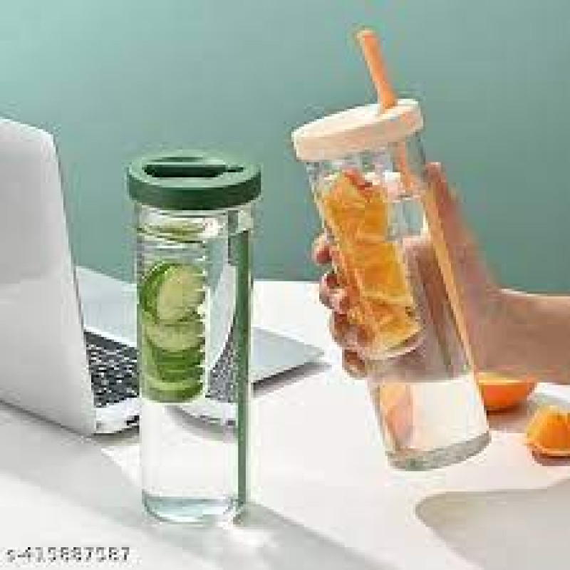 Fruit Infuser Water Bottle | Sports Drinking Bottle with Built-in Straw