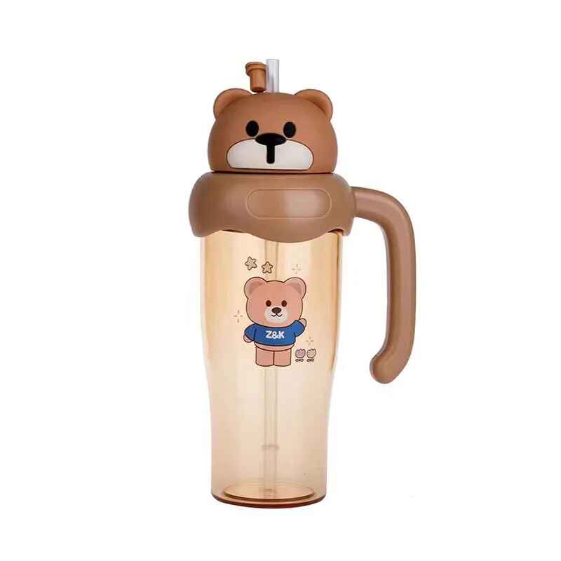 Cute Cartoon Panda and Rabbit Kids Tumbler - BPA Free 750ml Water Bottle with Handle and Straw