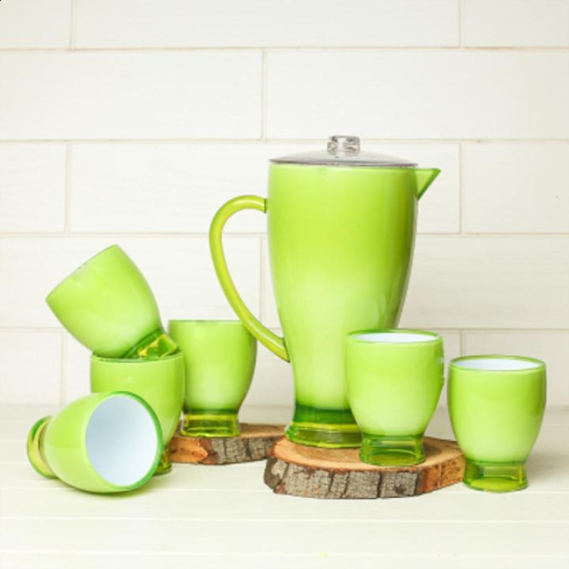 Acrylic Milky Water Set - 7-Piece Tableware Set with 6 Glasses & Jug