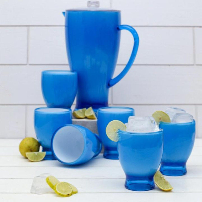 Acrylic Milky Water Set - 7-Piece Tableware Set with 6 Glasses & Jug