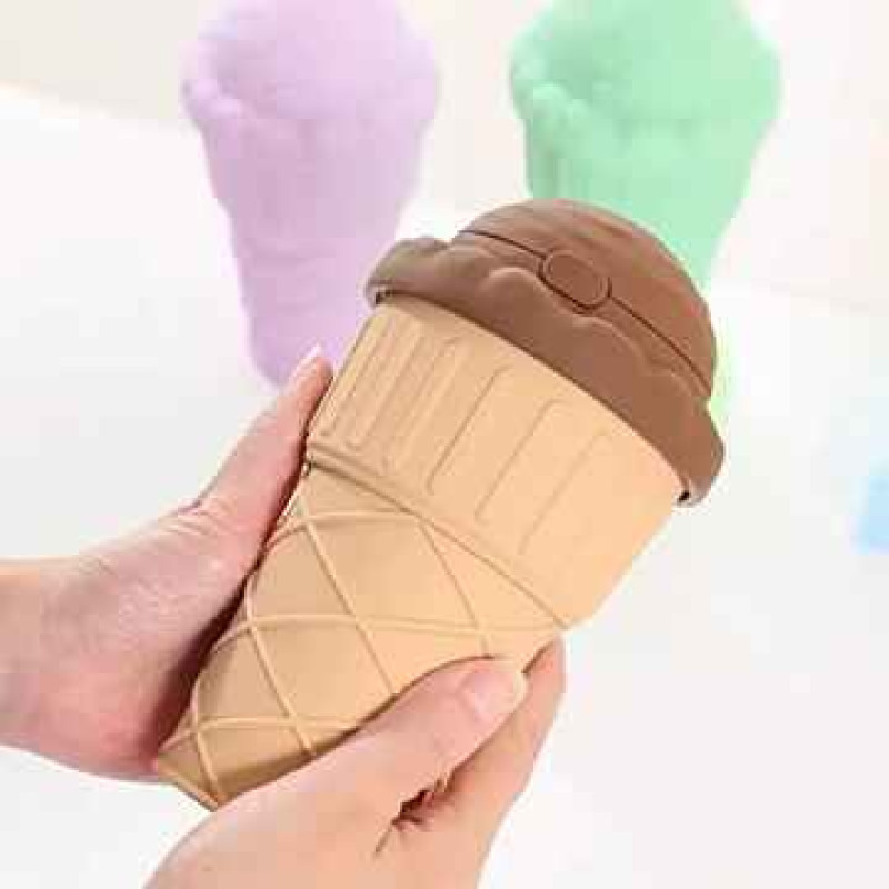 Cute 500ml Ice Cream-Shaped Water Bottles with Straw - Adjustable Strap Included
