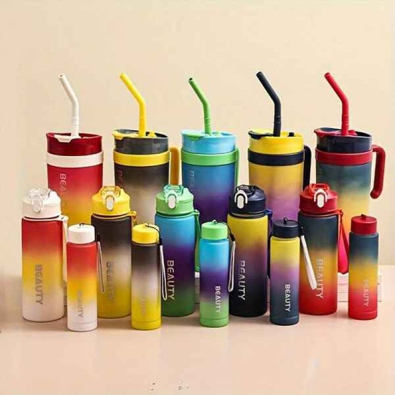Stylish 3-Piece Gradient Color Water Bottle Set for Hydration on the Go