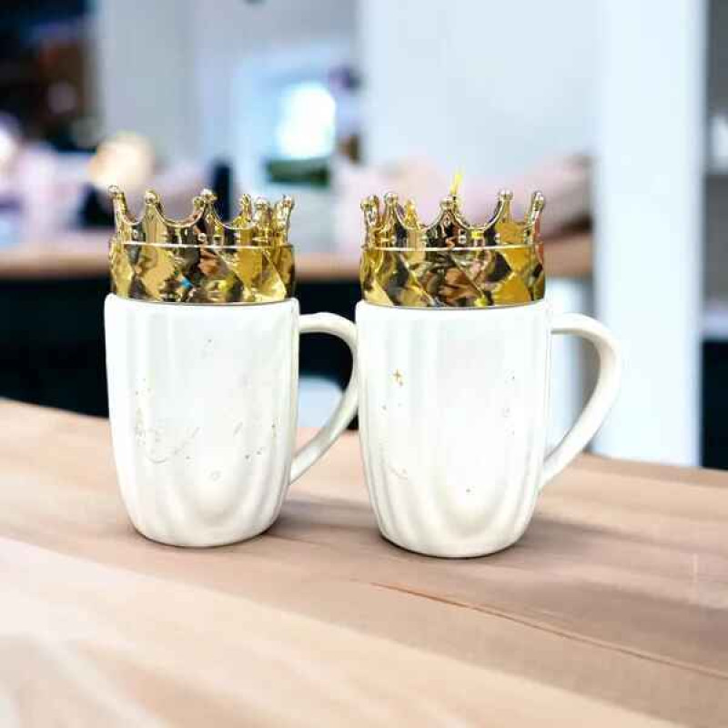 Couple's King and Queen Ceramic Coffee & Tea Mugs 400ml Set