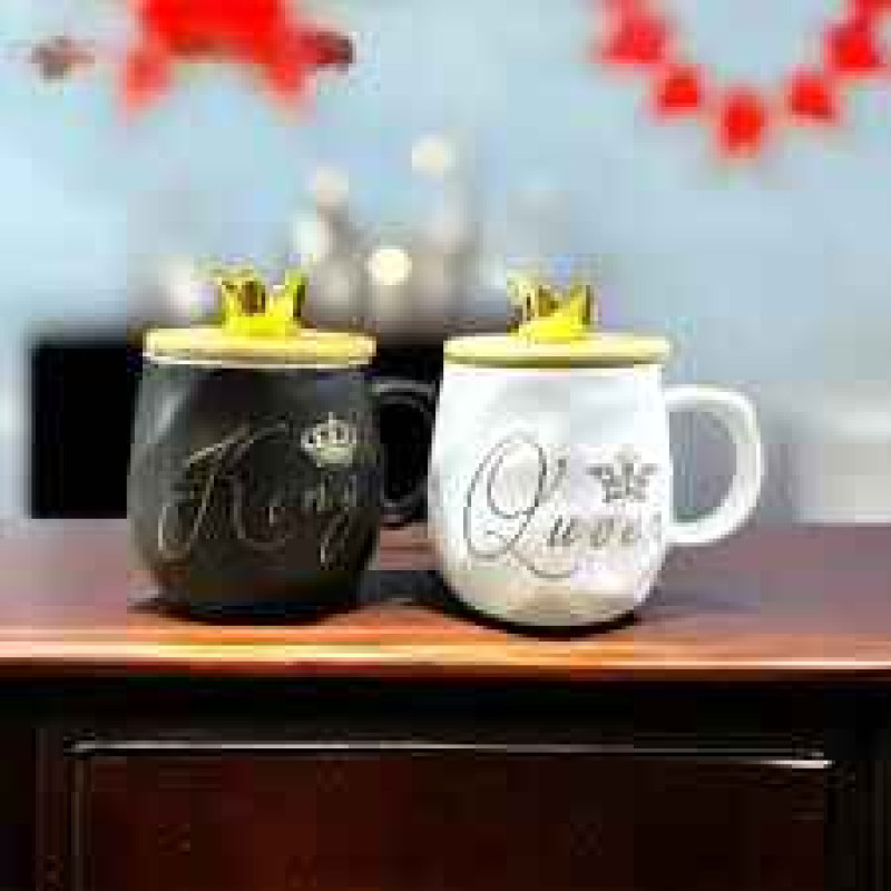 Couple's King and Queen Ceramic Coffee & Tea Mugs 400ml Set