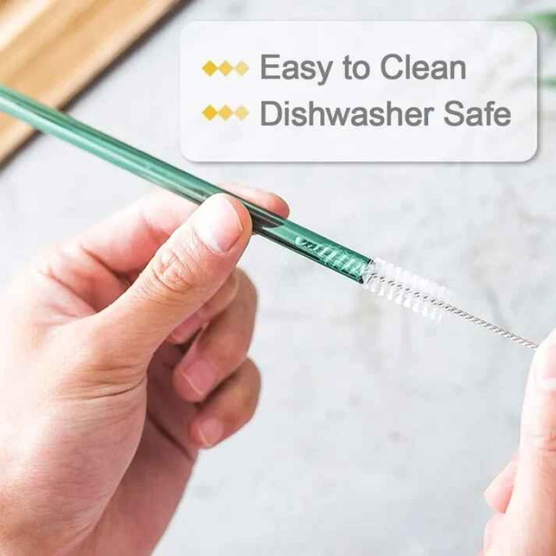 Eco-Friendly Reusable Glass Straw - Durable & Stylish for Sustainable Drinking Pack of 6