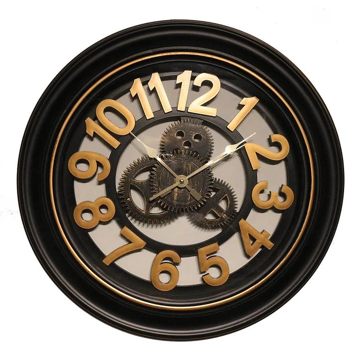 Vintage Industrial Brown Gears Wall Clock Elegant Home Decor